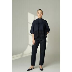 Comme des Garcons 100% Wool Embroidered Blouse Top Shirt Sz S Floral Whimsygoth